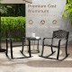 Brown patio rocking chair set made of rustproof cast aluminum with floral backrest, ideal for backyard relaxation.