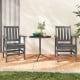 Set of 2 gray patio dining chairs with wide armrests and slatted seats, perfect for outdoor relaxation.