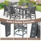 Set of 2 gray patio dining chairs with wide armrests, made of HDPE, featuring a slatted seat and reinforced frame.