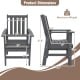 Patio dining chair dimensions showing gray HDPE construction, wide armrests, and slatted seat for outdoor comfort.