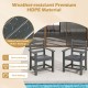 Gray HDPE patio dining chairs set of 2 with wide armrests, slatted seat design for water drainage, ideal for outdoor.