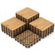 30 acacia wood interlocking deck tiles with straight slats, ideal for patios and outdoor spaces, showcasing natural.