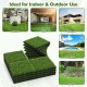 Interlocking artificial grass tiles showcasing lush green texture, perfect for patios, balconies, and gardens.
