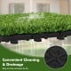 Interlocking artificial grass tiles with drainage holes, featuring lush green texture for easy cleaning and outdoor use.