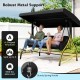 3-piece black patio swing with adjustable canopy, removable cushions, and sturdy metal support for backyard relaxation.