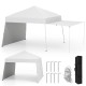 Pop up canopy tent with 2 convertible sidewalls, white oxford material, ideal for outdoor events and easy setup.