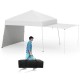 Pop-up canopy tent with 2 sidewalls, white oxford fabric, and portable storage bag, ideal for outdoor events.
