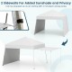 Pop-up canopy tent with 2 sidewalls, white oxford fabric, ideal for sun protection at outdoor events.
