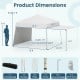 14 x 9.2 feet white pop-up canopy tent with 2 sidewalls, adjustable height, and portable carrying bag for outdoor.