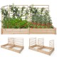 Raised garden bed with two planter boxes and three trellises made of natural fir wood, ideal for growing diverse plants.