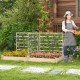 Natural fir wood raised garden bed with two planter boxes and three adjustable trellises for versatile gardening.