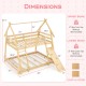 Twin over queen bunk bed with climbing net and ramp, sturdy wooden construction, ideal for kids' fun and safety.
