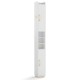 Narrow white bathroom storage cabinet featuring a stylish metal hook and removable toilet paper holder for versatile.