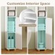 Narrow bathroom storage cabinet with adjustable shelves, open storage, and toilet paper holder for efficient.