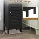 Narrow black bathroom storage cabinet with adjustable shelf, deep drawer, and space-saving design for tight corners.