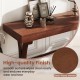Narrow vintage console table with walnut finish, featuring a smooth surface and open storage shelf for versatile use.
