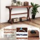 Narrow vintage console table with open storage shelf, walnut finish, and anti-tipping kit for enhanced stability.