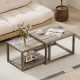 Nesting coffee table set of 2 in gray with spacious tabletop and bottom shelf, perfect for living room organization.