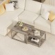 Nesting coffee table set of 2 in gray with spacious tabletop and bottom shelf, ideal for living room or office use.