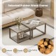 Nesting coffee table set of 2 in gray with rubber wood frame, perfect for living room storage and organization.