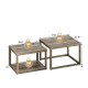 Nesting coffee table set of 2 in gray with spacious tabletop and bottom shelf, perfect for living room or office use.