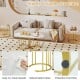 Nesting coffee table set of 3 with faux marble tabletop and gold metal frame, perfect for living room or office use.