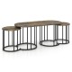 Rustic brown faux marble coffee table with gold metal frame, offering a stylish centerpiece for modern living spaces.