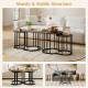 Nesting coffee table set of 3 with faux marble tabletop and powder-coated gold metal frame for versatile living room use.