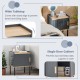 Wide tabletop nightstand in gray with single door cabinet, perfect for living room or bedroom storage.