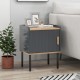 Gray nightstand featuring a raised edge on the wide tabletop, ideal for keeping items secure in living room or bedroom.