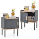 Gray nightstand with a door cabinet, engineered wood, and metal legs, perfect for living room or bedroom storage.