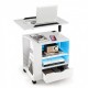 Swivel laptop tray nightstand in white with LED lights, USB ports, and adjustable height for versatile use.