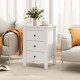 Modern white nightstand with three drawers, perfect for storage in any room, enhancing home décor and saving space.