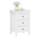 White nightstand with three sliding drawers, modern design, perfect for bedroom storage and enhancing home décor.