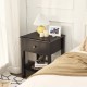 Brown nightstand end table with drawer and shelf, perfect for bedside storage and decor in any bedroom or living room.