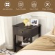 Brown nightstand end table with drawer and shelf, perfect for bedside storage and decor in compact spaces.