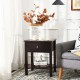 Brown nightstand end table with drawer and shelf, ideal for bedside storage and decor in compact spaces.