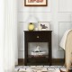 Brown nightstand end table showcasing a drawer and open shelf, perfect for storing books and decorative items beside.