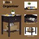 Brown nightstand end table with drawer and bottom shelf, perfect for storing nighttime essentials and decorative items.
