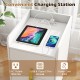 Nightstand with 2 drawers and built-in charging station featuring 2 USB ports and 2 AC outlets for versatile use.