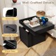 Modern black nightstand featuring a built-in charging station, sliding top storage, and convenient metal handle for.