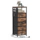 Modern 39-inch nightstand with 5 fabric drawers, charging station, and wood-like surface for versatile bedroom use.