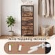Nightstand with integrated charging station, featuring 5 fabric drawers and a stylish wood-like surface for versatile.