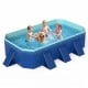 Portable non-inflatable swimming pool with kids and dog, featuring 8 support panels and 198-gallon capacity for outdoor.