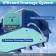 Efficient drainage system with side and bottom outlets on the navy portable swimming pool for quick emptying.
