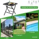 Folding square dining table with aluminum frame and tempered glass top, ideal for patio, backyard, or poolside use.