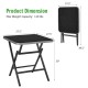 Folding square dining table with aluminum frame and tempered glass top, 27.5" x 29" for outdoor or indoor use.