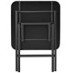 Folding square dining table with aluminum frame and tempered glass top, showcasing a space-saving design for outdoor.
