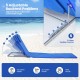 Adjustable backrest of a blue beach lounge chair, featuring 5 reclining positions for optimal comfort during sunbathing.