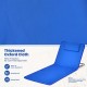 Blue beach lounge chair mat set featuring two adjustable loungers and a folding table, perfect for outdoor relaxation.